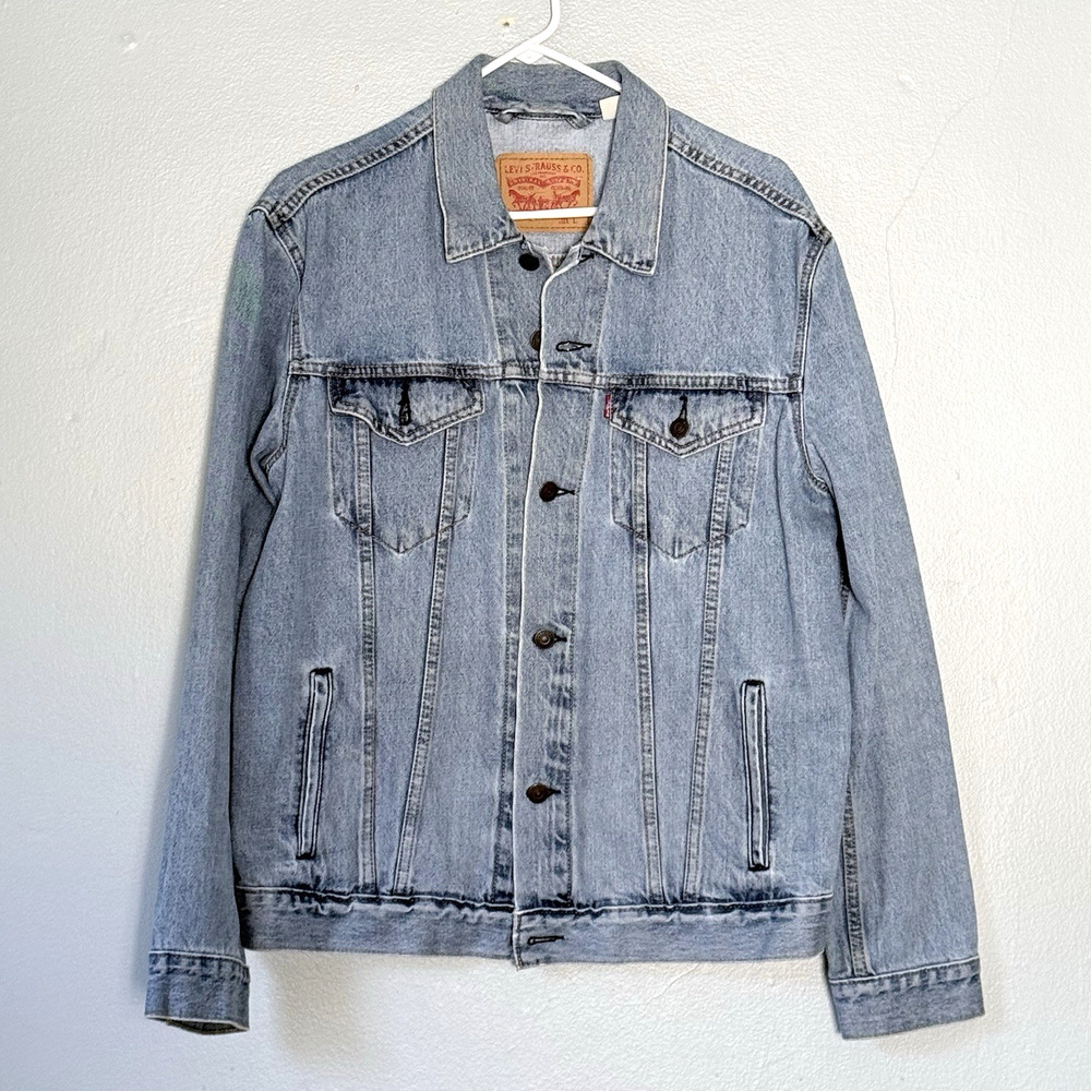 Levis Denim Jacket Mens Size Large Medium Wash Trucker Classic Western Indie